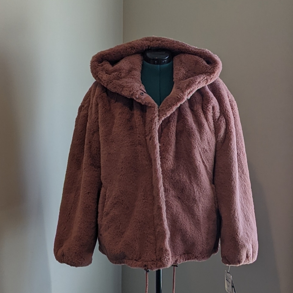 Pink Faux Fur Lucky Brand Bomber Jacket